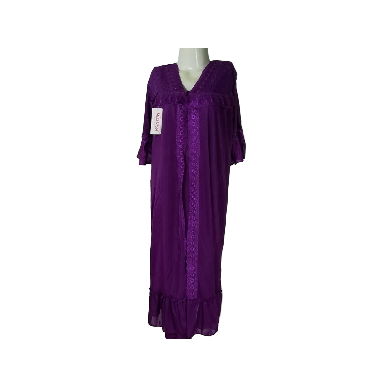 3 Piece Silk Night Suit - Purple