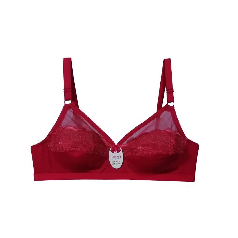 Non-Padded Cross Bra With Lace & Net Cup 